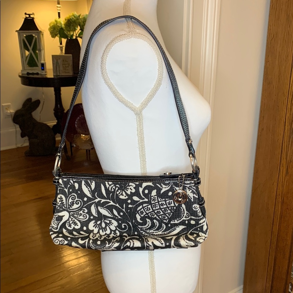 The Sak Black and White Floral Shoulder Bag